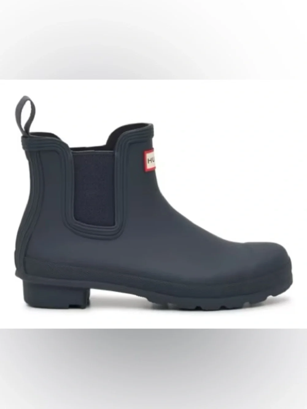 NWOT Hunter | Women’s Black Chelsea Ankle Length Rain Boot Pull Tab Size 9